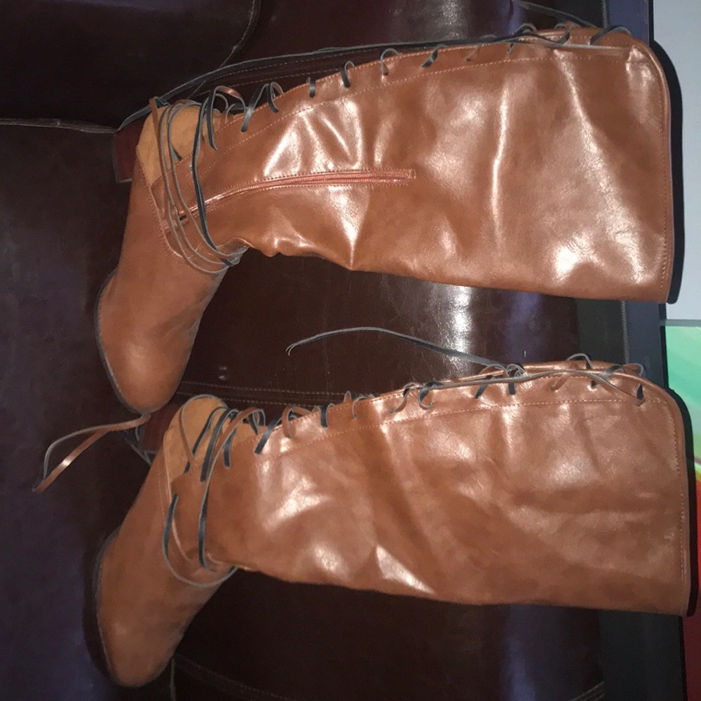 Knee high lace up/zipper boots